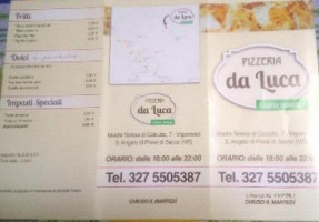 Pizzeria Da Luca Take Away menu
