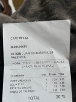 Delta Cafes menu