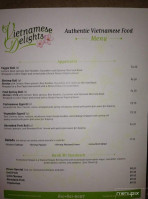 Vietnamese Delights menu