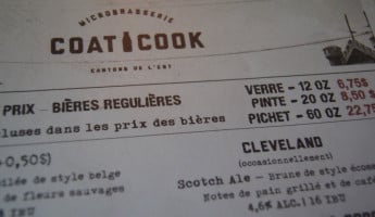 Microbrasserie Coaticook menu