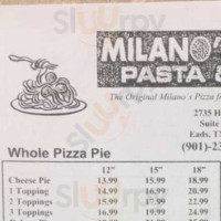 Milano's Pizza menu