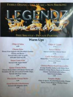 Legendz Sports Grill menu