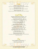 The Metropolitan Restaurant Bar menu