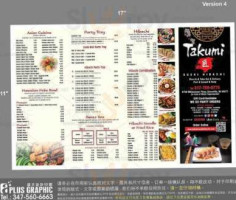 Takumi Sushi Hibachi menu