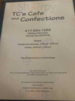 Tc's Cafe And Confections menu