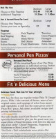 Pizza Hut menu