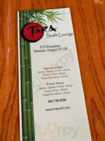 Tora Sushi Lounge menu
