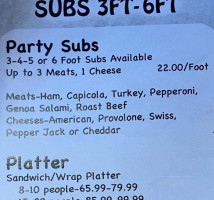 Driftwood Deli Sub Shop menu