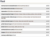 Omega Lounge menu