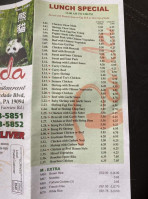 Panda House Chinese menu