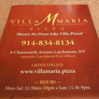 Villa Maria Pizza menu