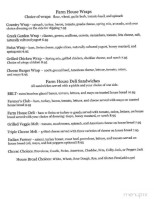 Waltz Creamery Farm House Cafe menu