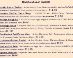 Rodolfo Pizza menu