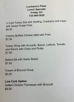 Anthonys Pizza menu