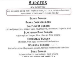 Bahrs Landing menu