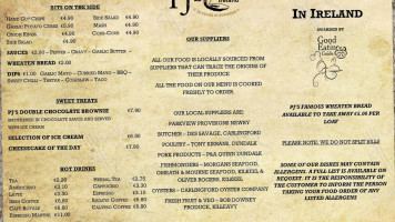 Pj O Hare's Carlingford menu