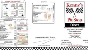 Kenny's Pit Stop menu