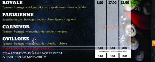 A L'express Pizza menu