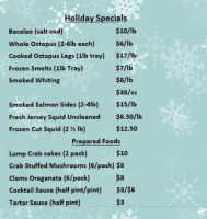 Seafood Treasures menu