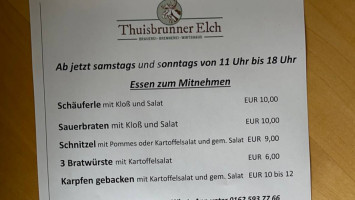 Gasthof Seitz/ Thuisbrunner Elch-bräu/elch-whisky menu