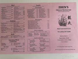 Zhen's Chinese Rest menu