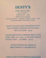 Dusty S Dairy Grill menu