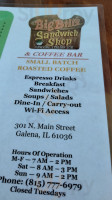 Big Bill's Sandwich Shop And Coffee menu