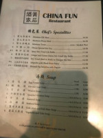 China Fun Resturant menu