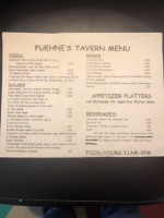 Fuehne's Tavern, Inc. menu