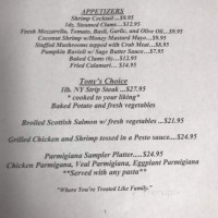 Tony Boffas Pizzeria menu