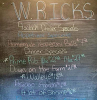 W. Rick's Taproom Grill menu