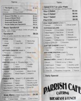 Parrish Cafe menu