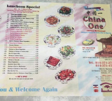 China One menu