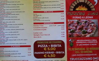 Pizzeria Luna Forno A Legna Pizza Kebab D'asporto (consegne A Domicilio) menu