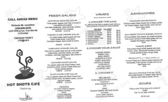 Hot Shots Cafe menu