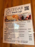 Cedar Shack Cafe menu
