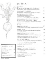 La Table de Fermiere menu