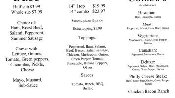 Prud'homme Pub And Pizzeria /shop N Stay Grocery menu