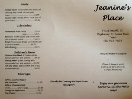 Jeannine's Place menu