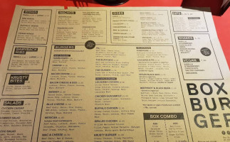 Box Burger menu