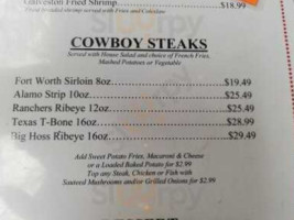 Lone Star Cafe menu