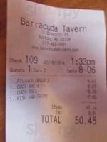 Barracuda Tavern menu