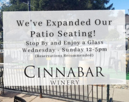 Cinnabar Winery Tasting Room food