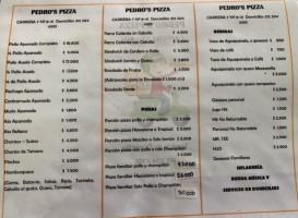 Pedro's Pizza menu