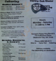 George's Happy Hog -b-q menu