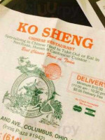 Ko Sheng menu