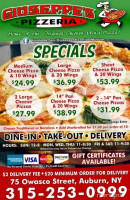 Giuseppe's Pizza menu