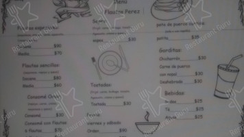 Flautas Perez menu