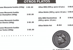 Clandestino menu