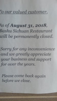 Bashu Sichuan Restaurant Ltd menu
